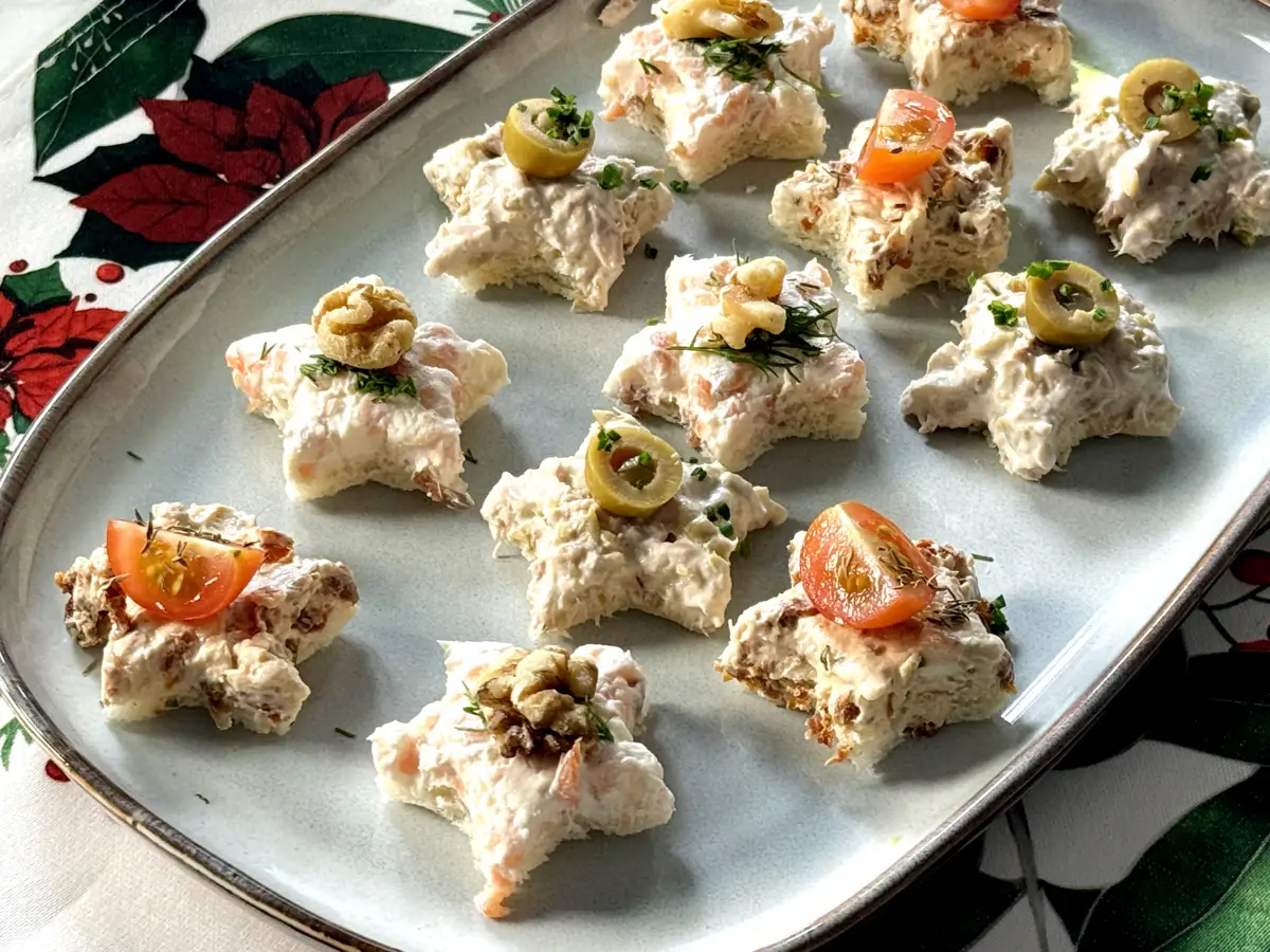 Canapés de fiesta en forma de estrella