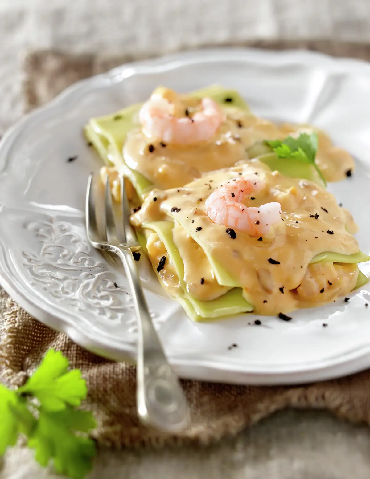 LASAÑA FRESCA CON LANGOSTINOS.