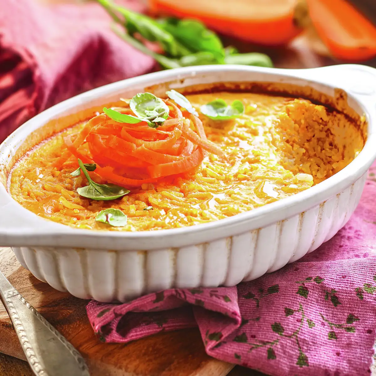 Pastel salado de zanahoria y arroz