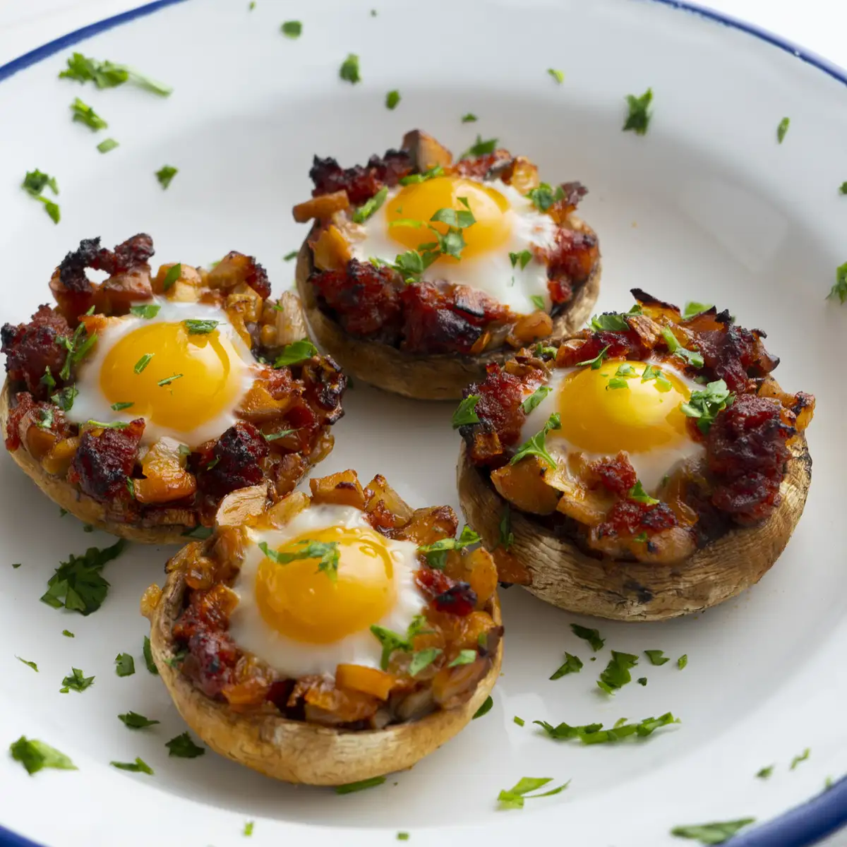 Setas rellenas de chorizo y huevos de codorniz iStock 1413740560
