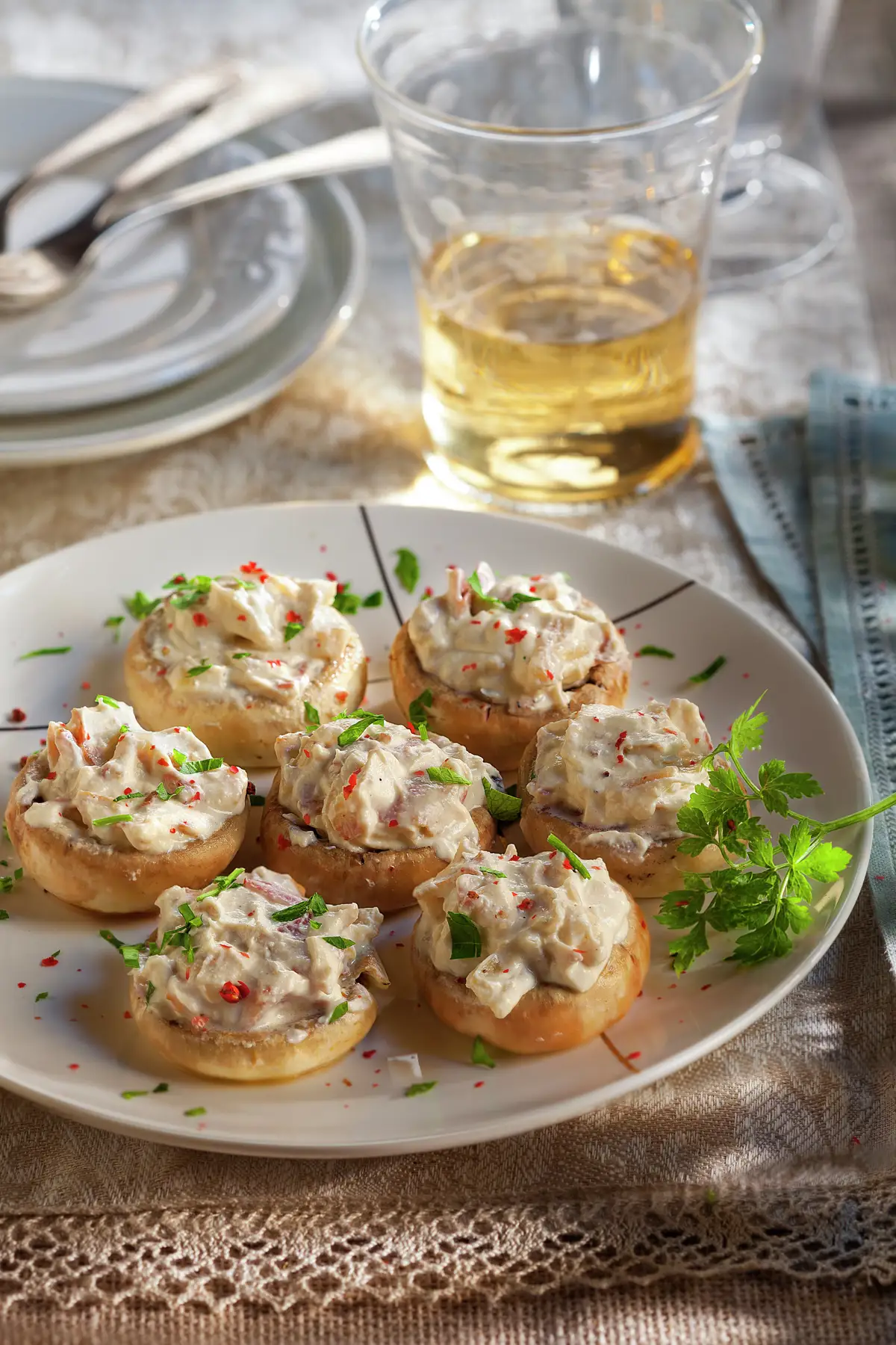 Champiñones rellenos a la carbonara