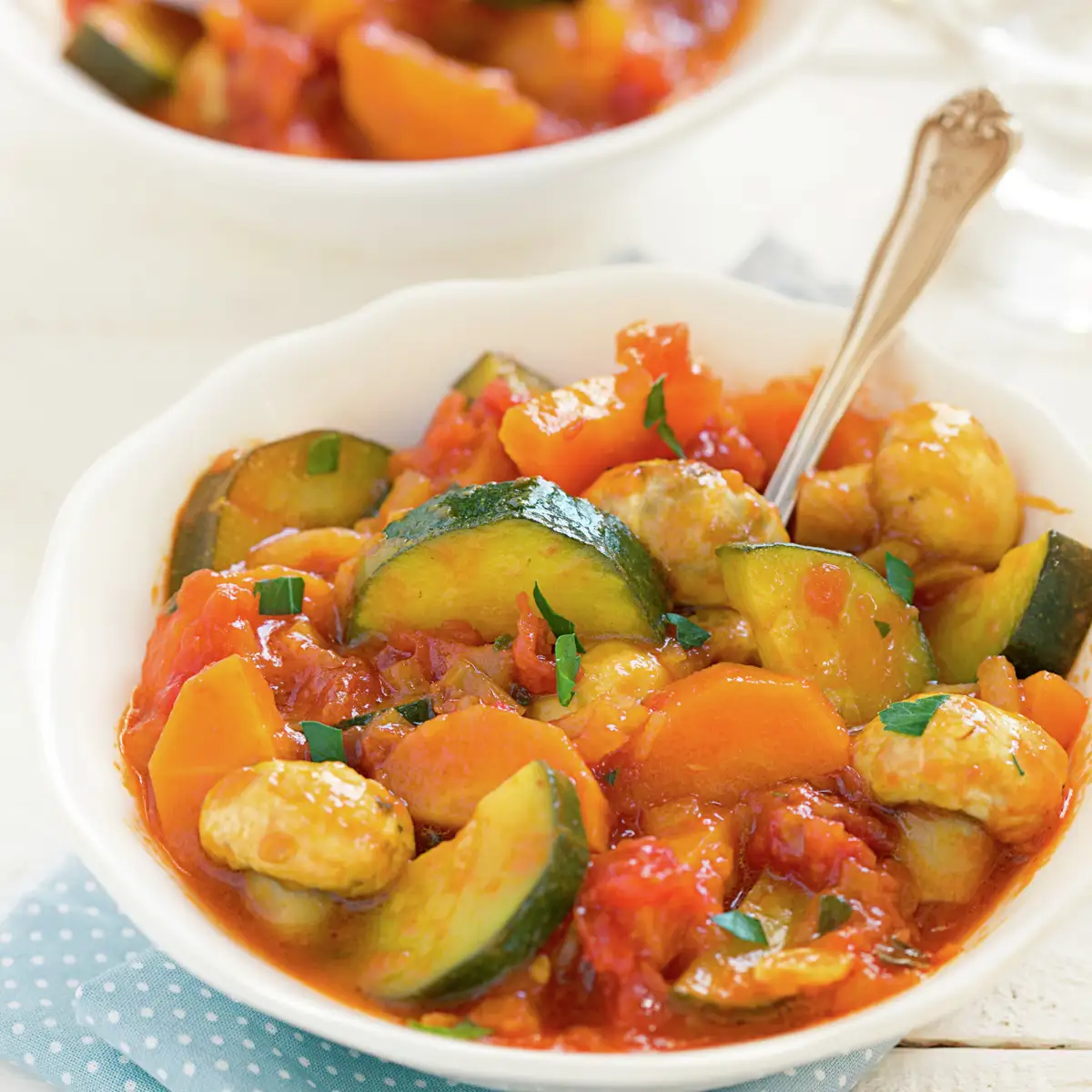 Guiso de verduras y champiñones al azafrán