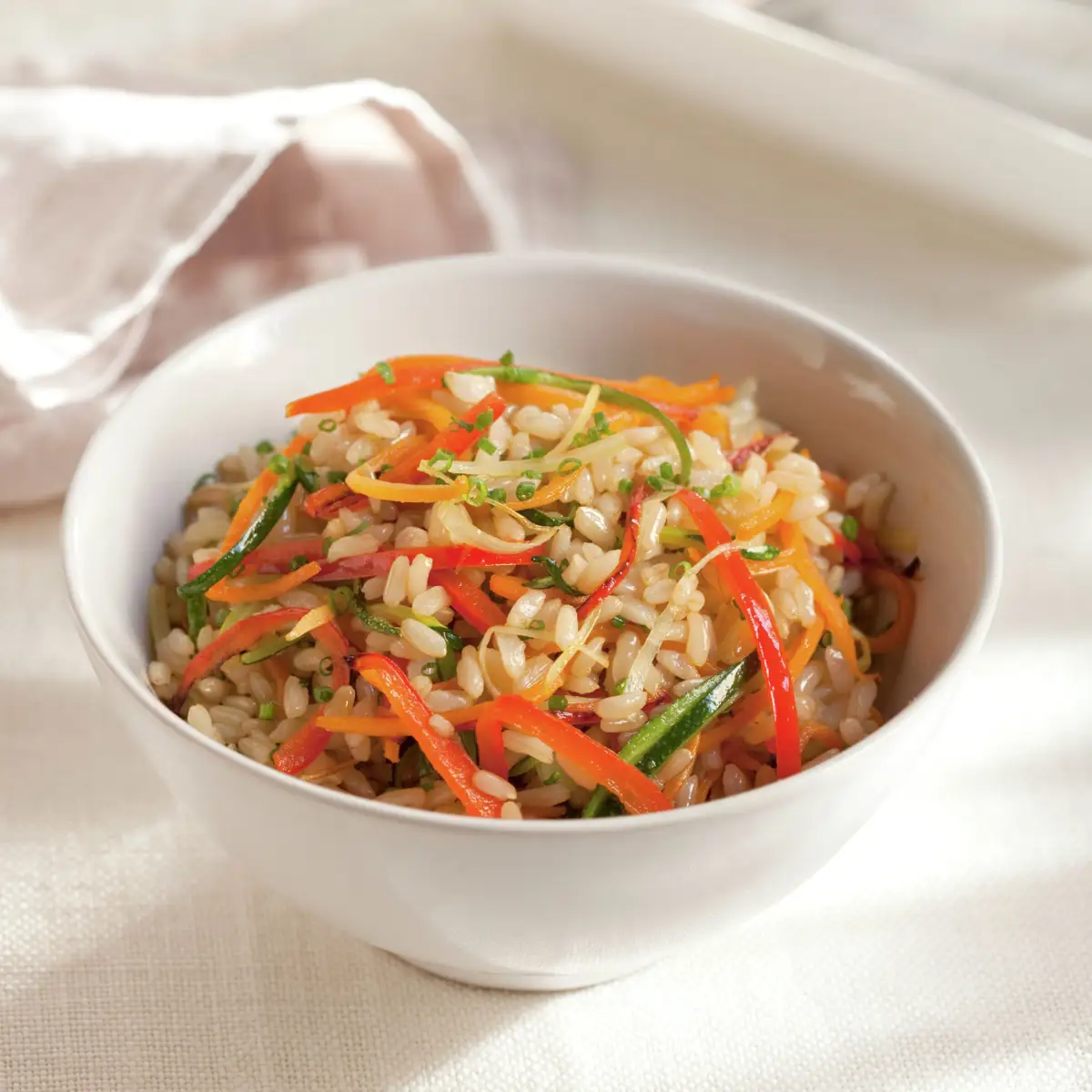 Arroz integral con verduras de temporada