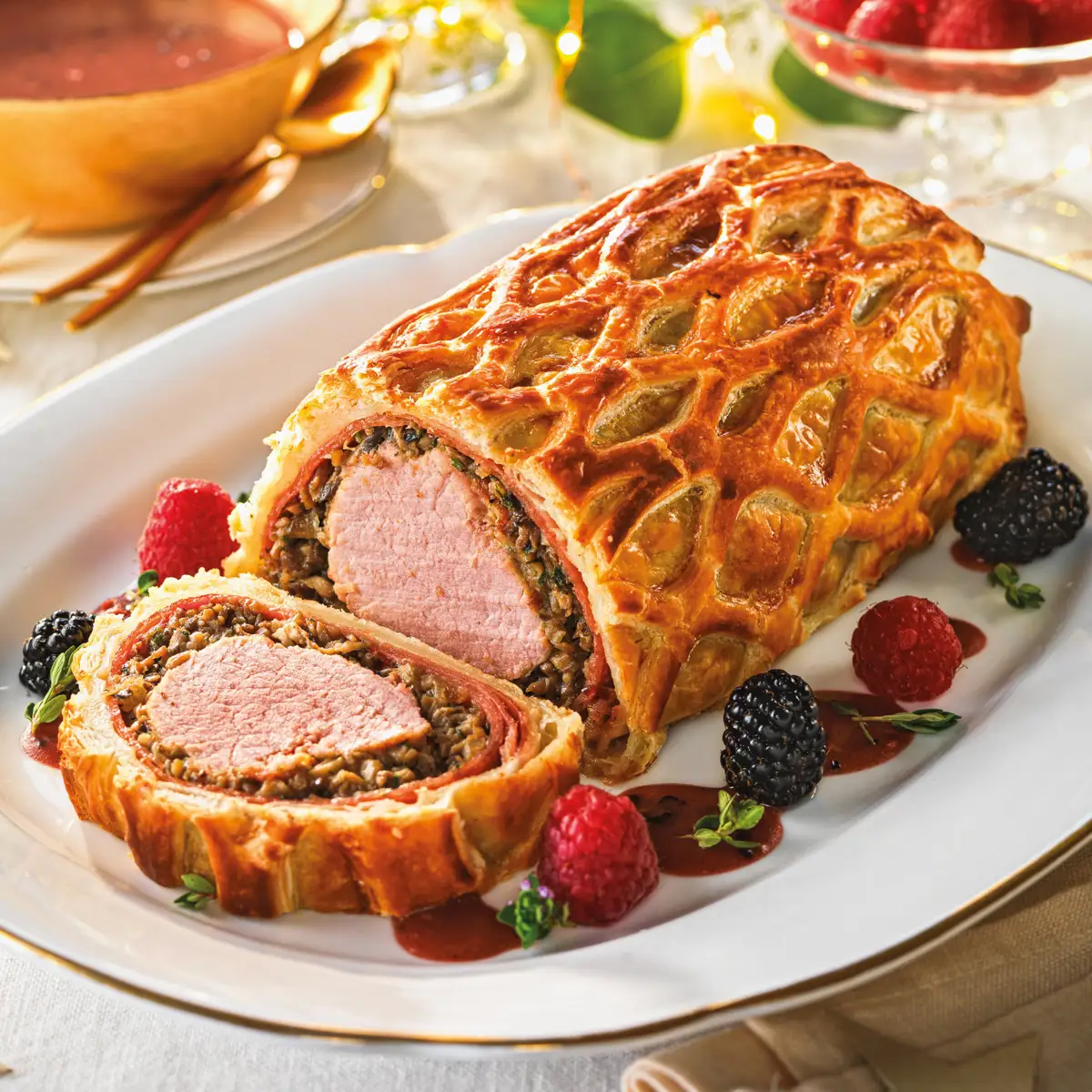 Solomillo Wellington de cerdo con frutos rojos