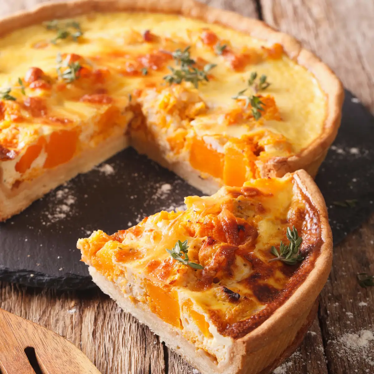 Quiche de pollo y calabaza