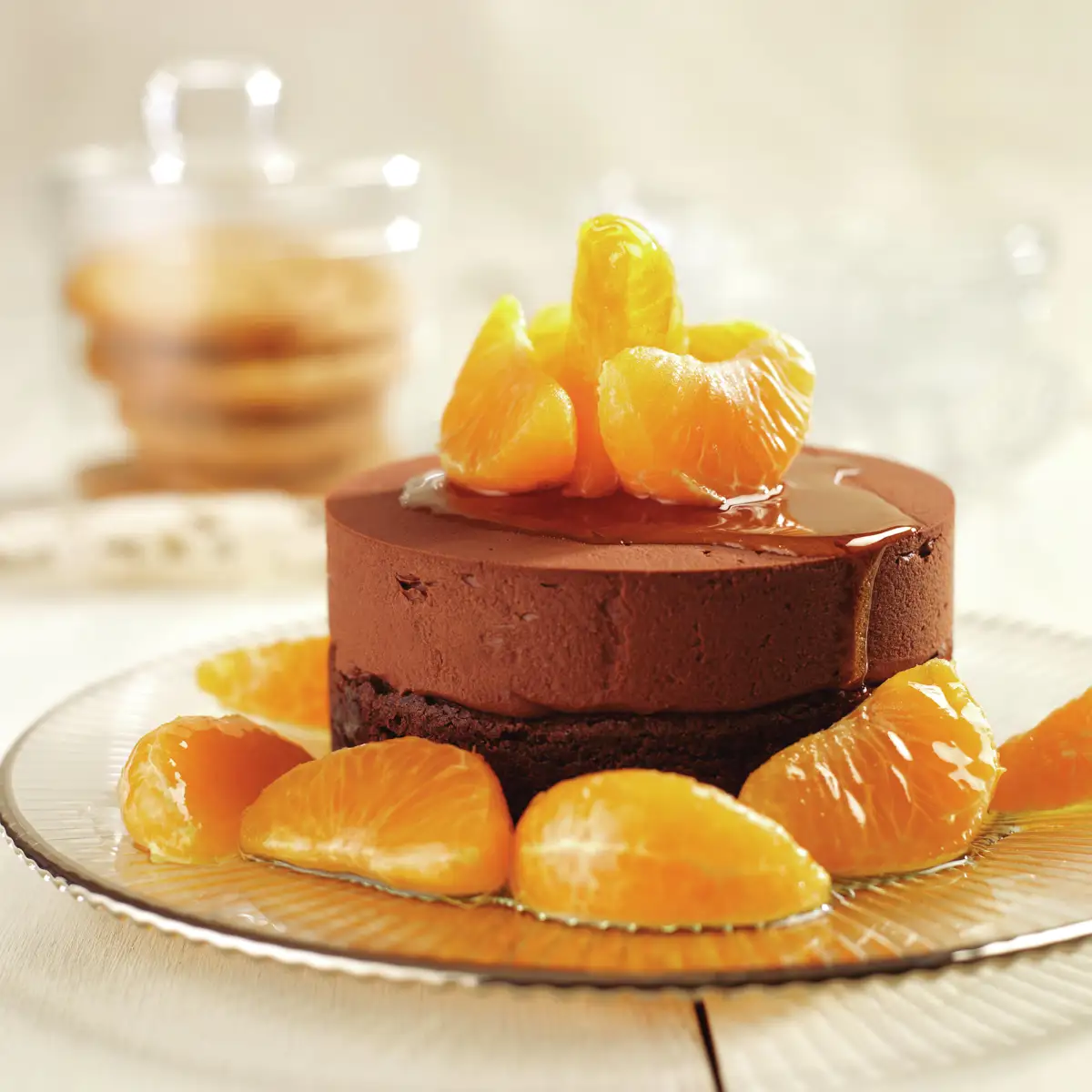 Semifrío de chocolate con mandarinas