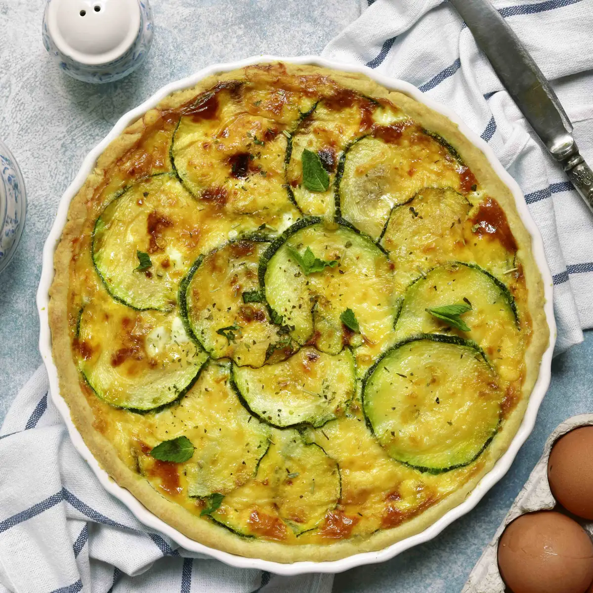 Quiche de calabacín, gorgonzola y nueces