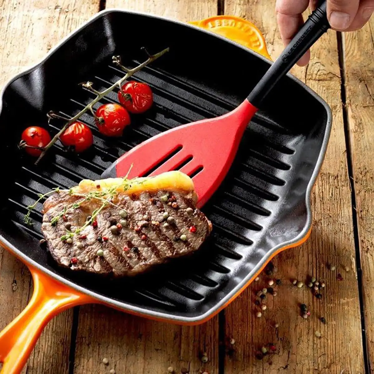 Le Creuset Sartén skillet cuadrada grill de hierro fundido, 26 cm