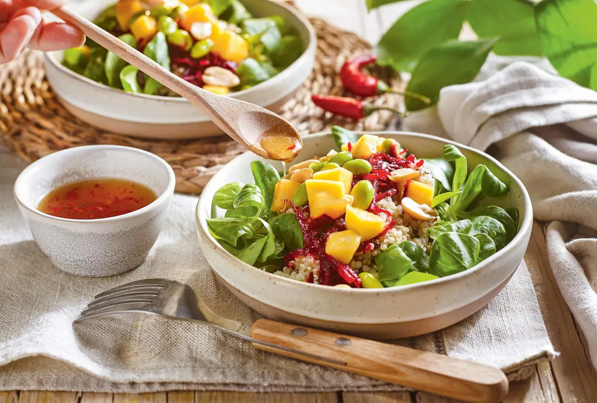 quinoa_edamames_y_mango_sobre_un_lecho_verde_de_canonigos