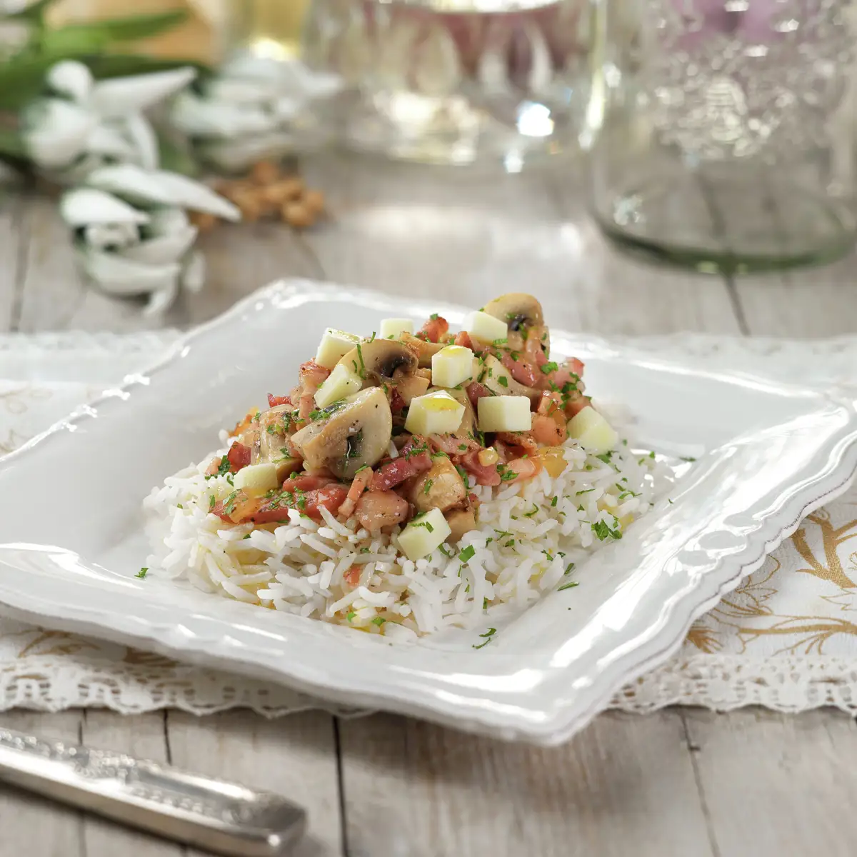 ENSALADA DE ARROZ CON CHAMPIÑONES.