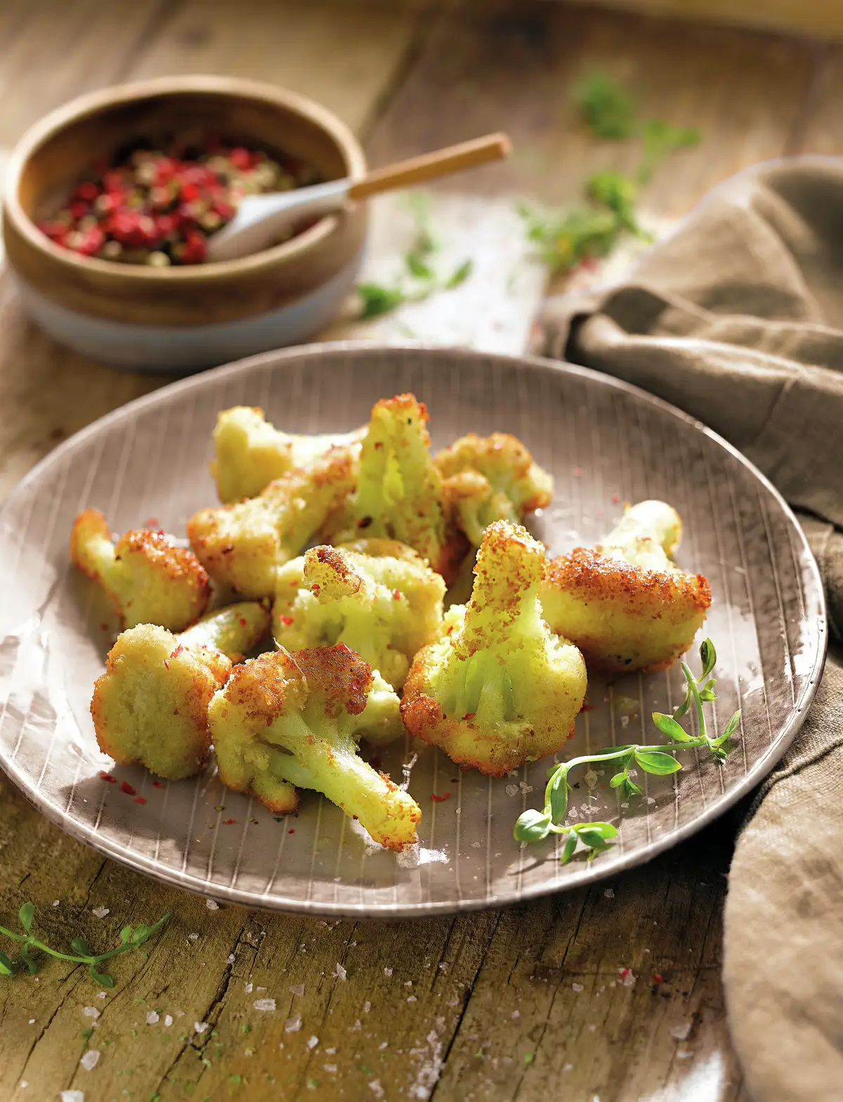 Crujientes de coliflor al curry