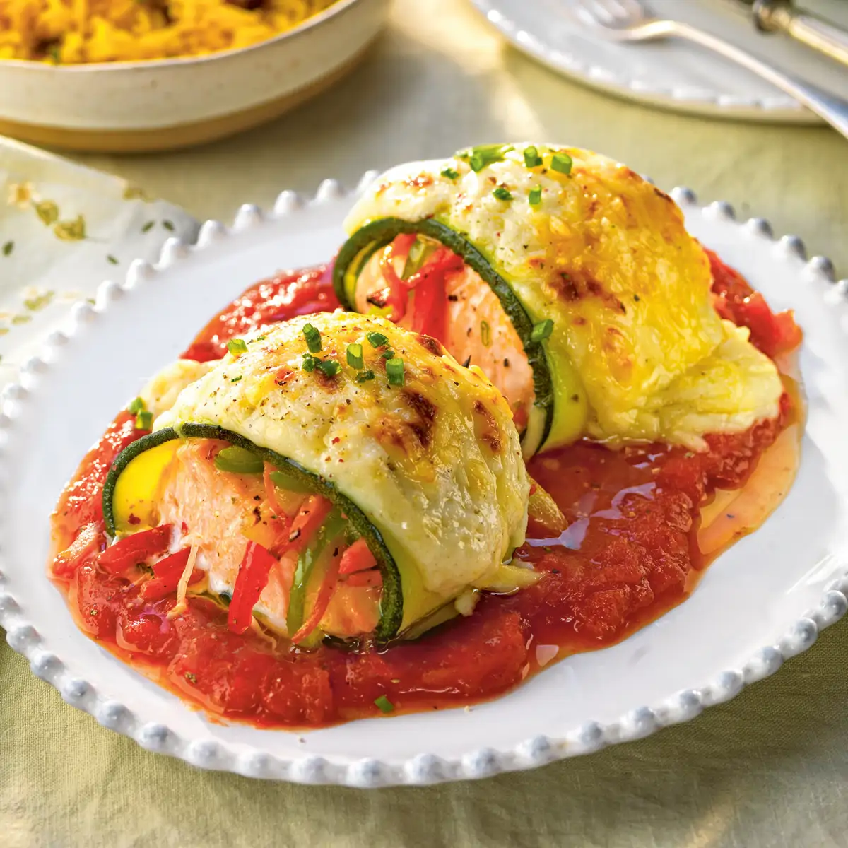 CALABACINES RELLENOS DE SALMÓN Y BECHAMEL
