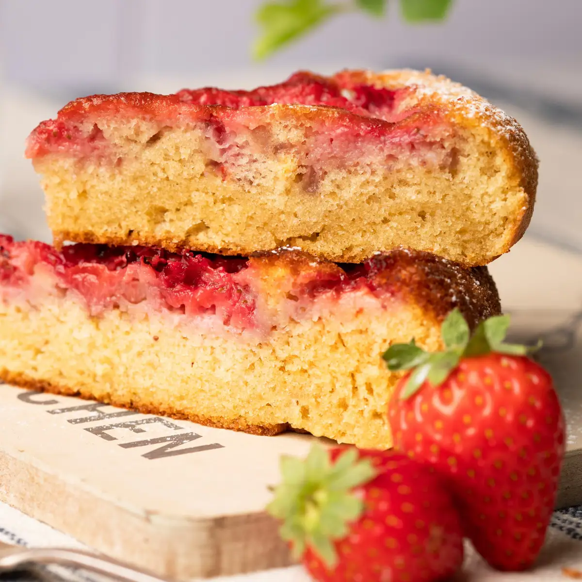 Tarta de fresas en sarte´n con 1 huevo