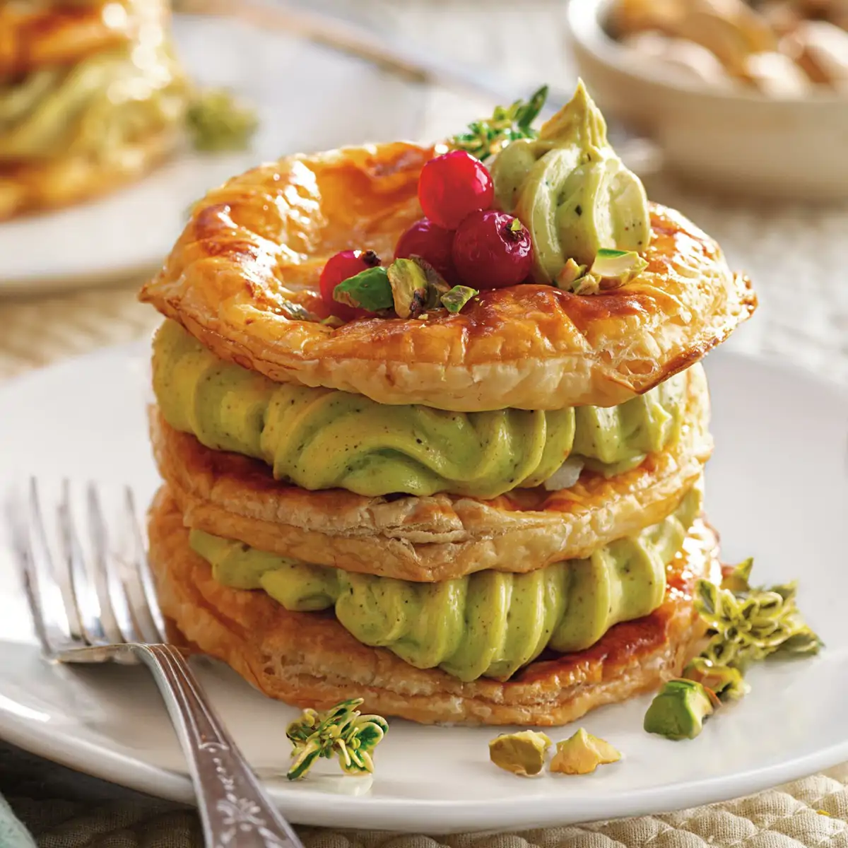 MILHOJAS CON CREMA DE PISTACHO