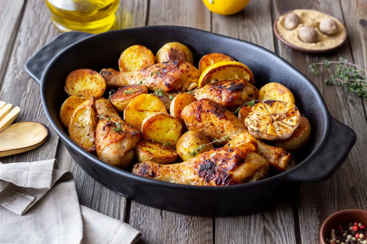 Pollo al horno con limón