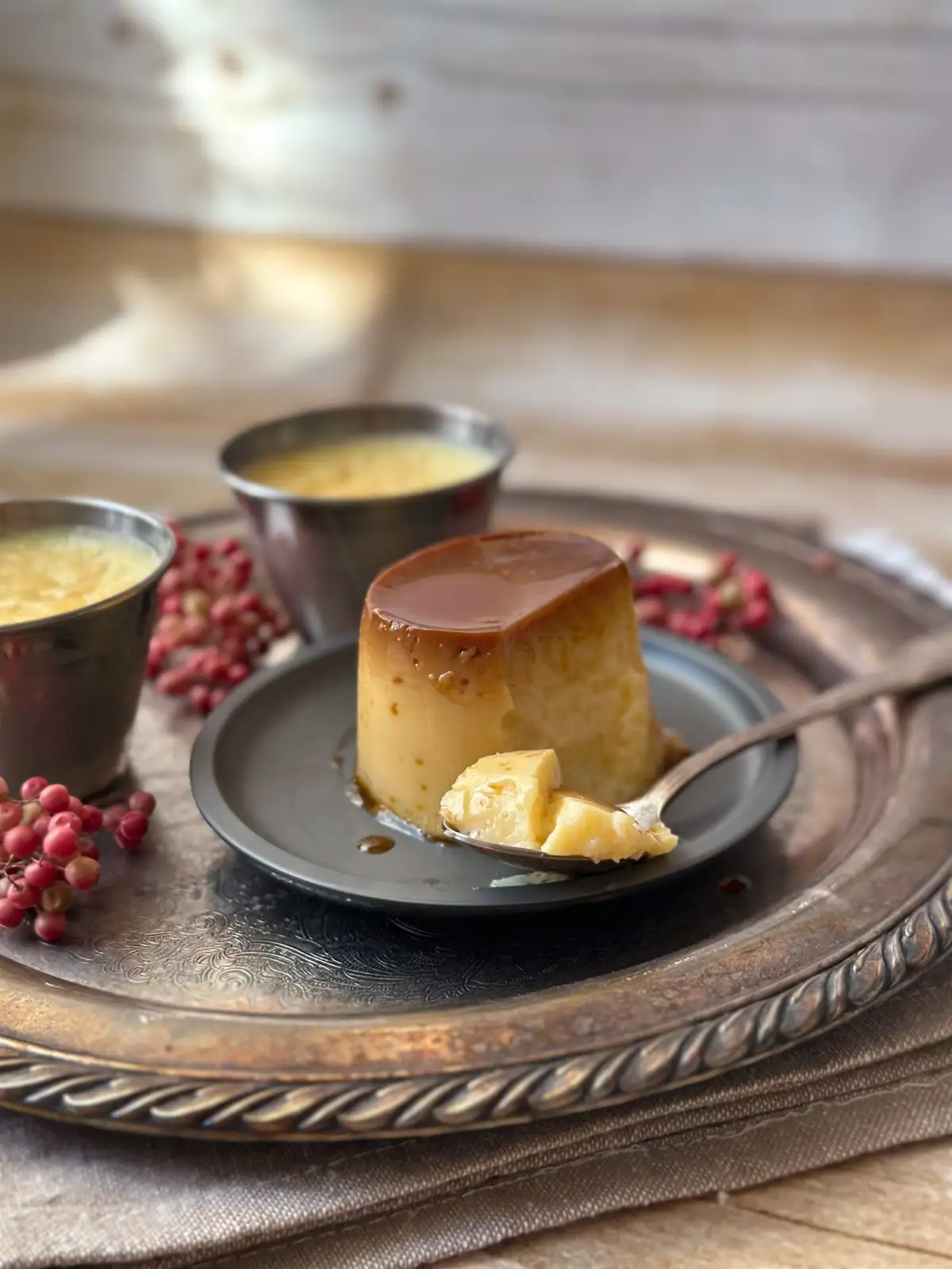 Flan casero de huevo con vainilla