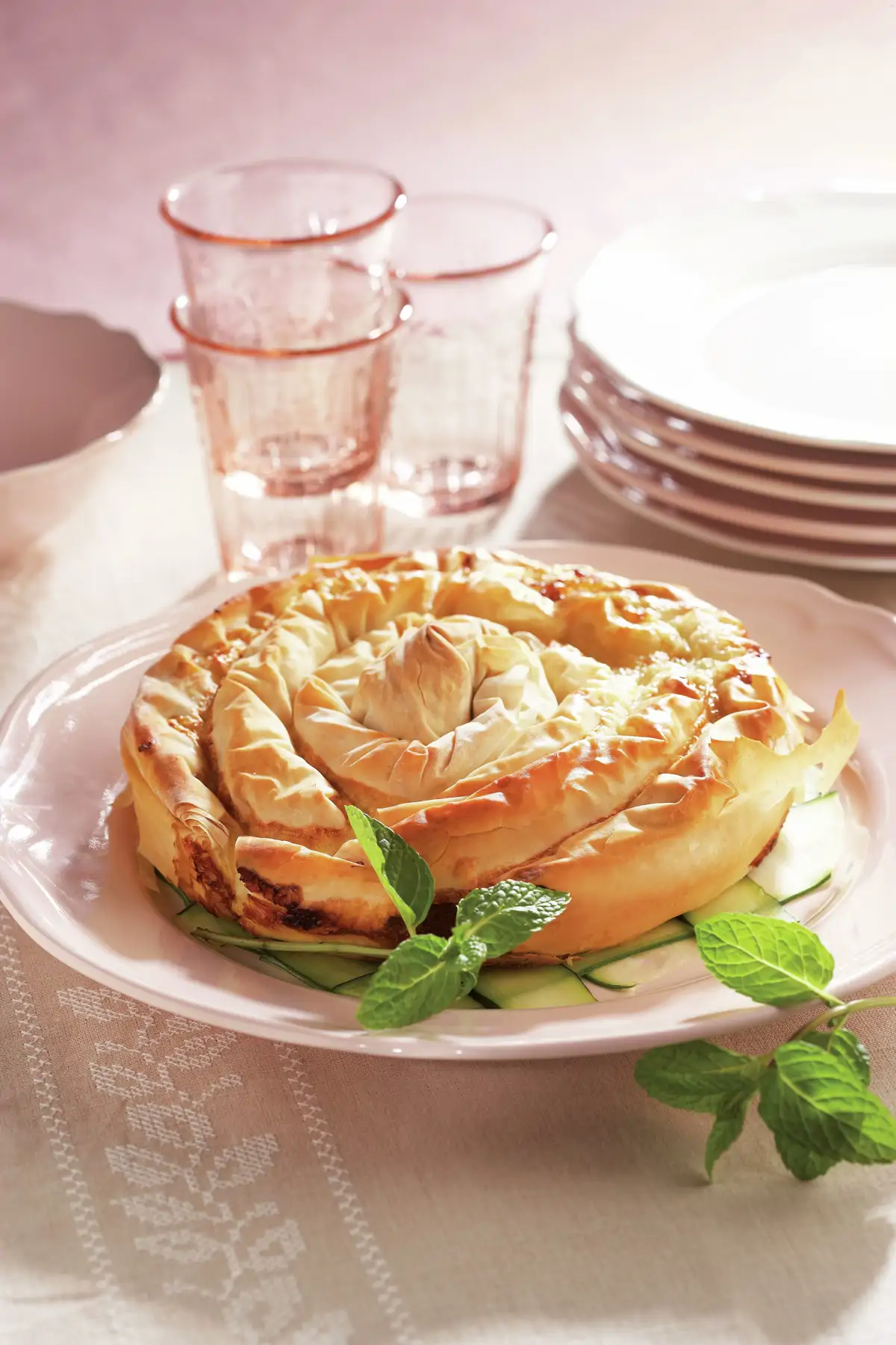 Caracola rellena de queso y calabacín 