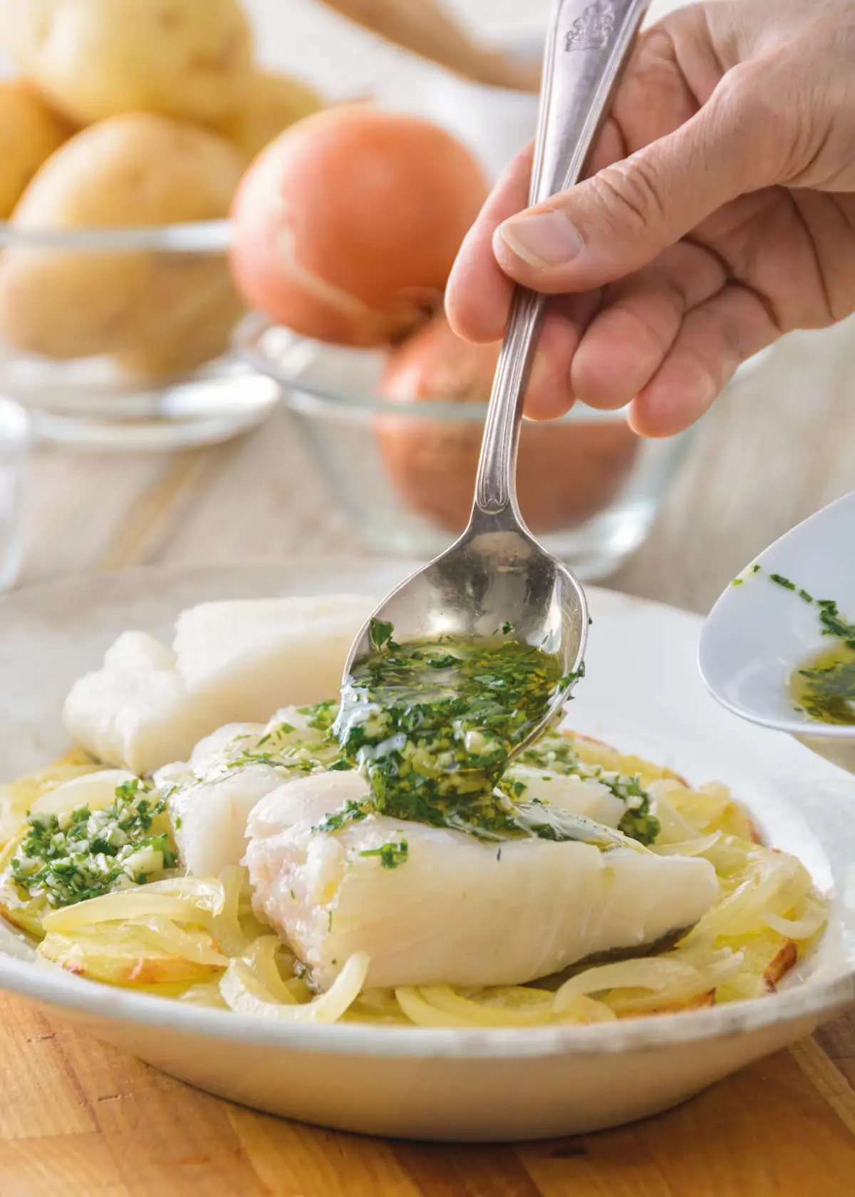 Bacalao con patatas asadas
