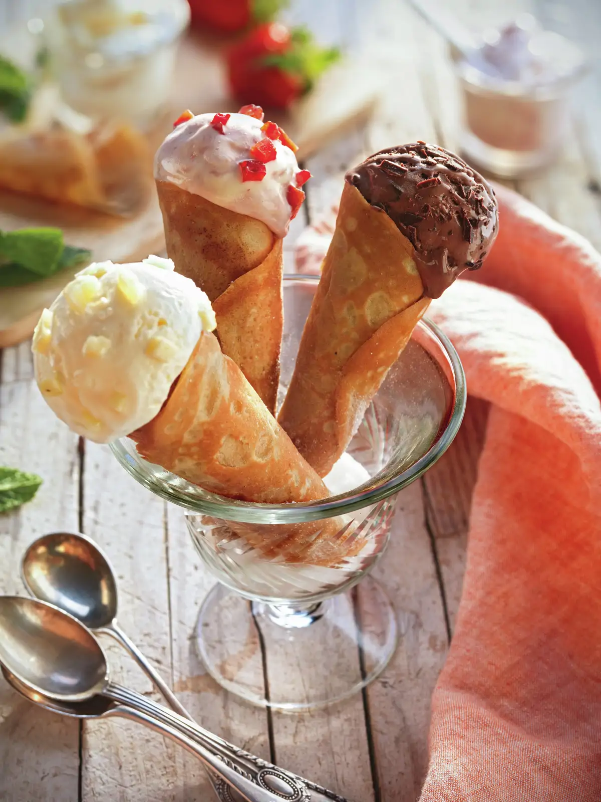 Cucuruchos de tres sabores