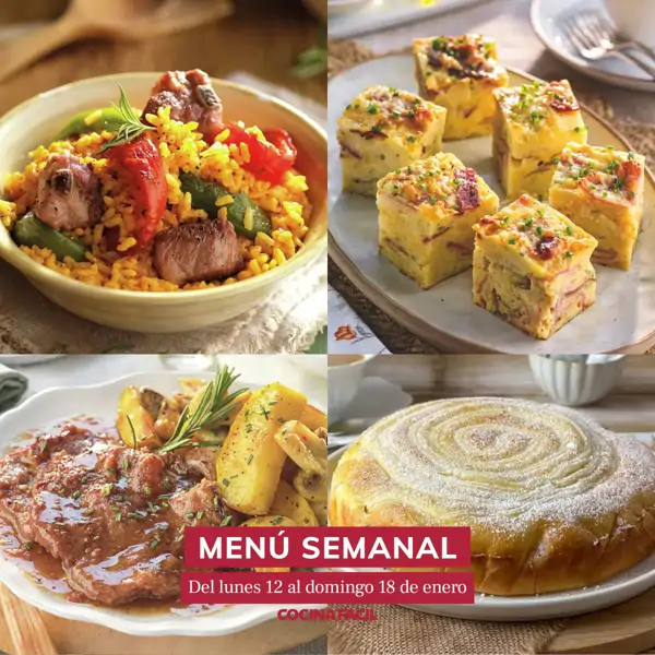 Men&uacute; semanal de Cocina F&aacute;cil, del lunes 12 al domingo 18 de enero. Recetas calentitas para d&iacute;as fr&iacute;os